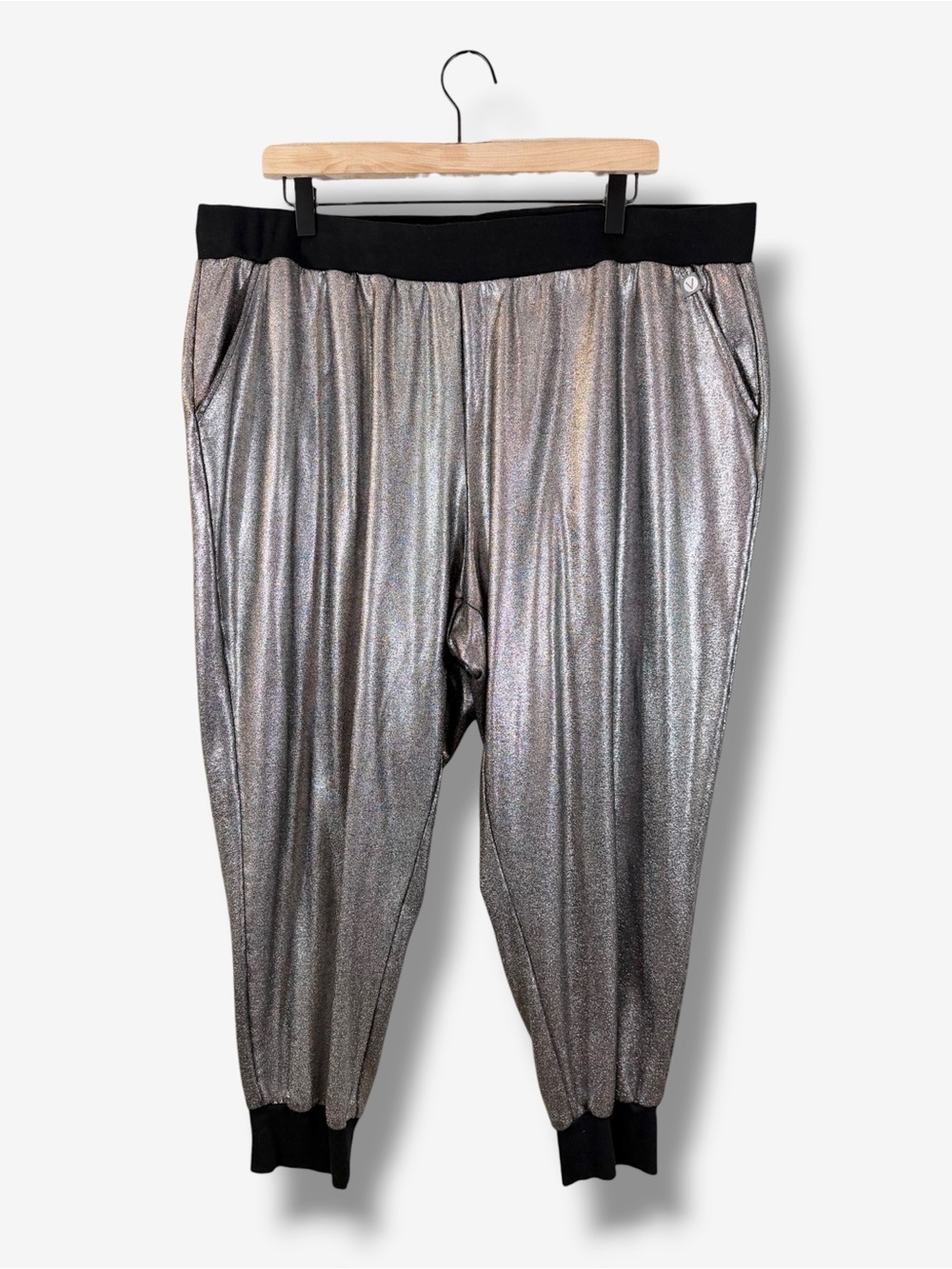 LIVI Active Lane Bryant Metallic Silver Jogger Pants 22/24 Plus Size Party